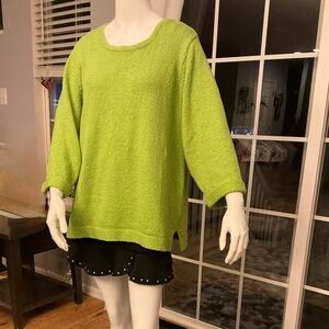 J. Jill Vibrant Spring Seagrass Green Textured Knit Chunky Top Woman Size 2X
